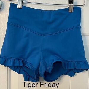 Tiger Friday Women's High Waist Blue Ruffle Shorts